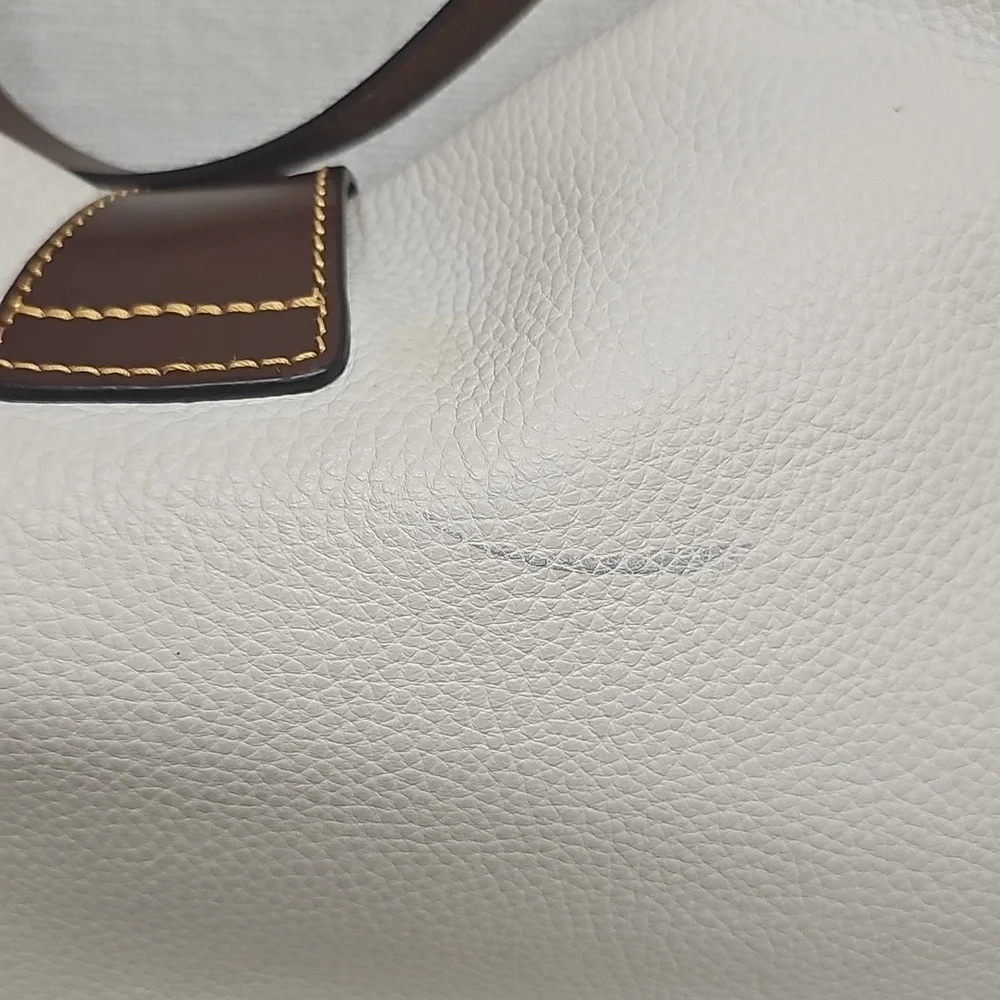 Dooney & Bourke Cream Leather Hobo with Brown Trim